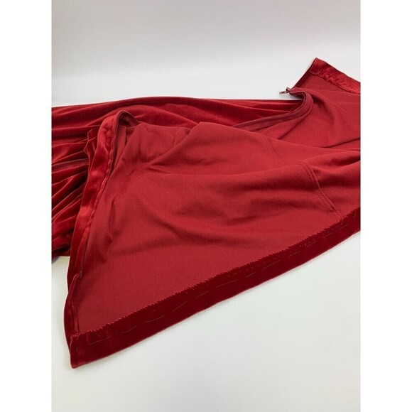 Delicates Red Velour Robe Zip Lounger Long Embroidered Vintage Womens Medium - Picture 15 of 16